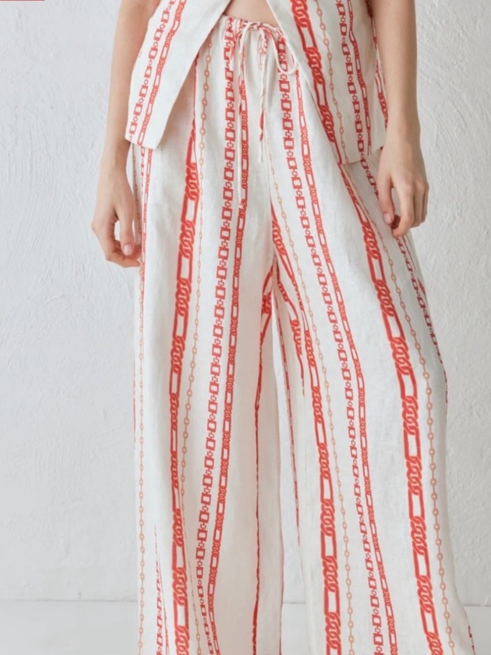 VRG GRL Raya 100% Linen Wide Leg Drawstring Pants Small Coastal Resort - Picture 11 of 14